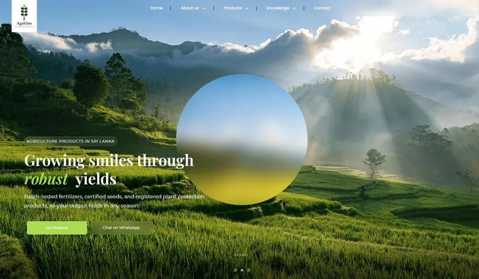 Homepage of the AgriOne Solutions website built by HypeX Digital