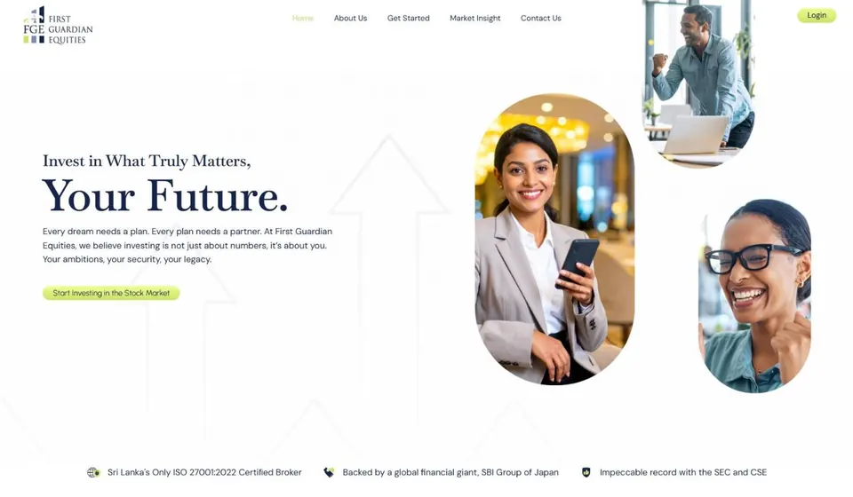 Homepage of the First Guardian Equities website, built by HypeX Digital