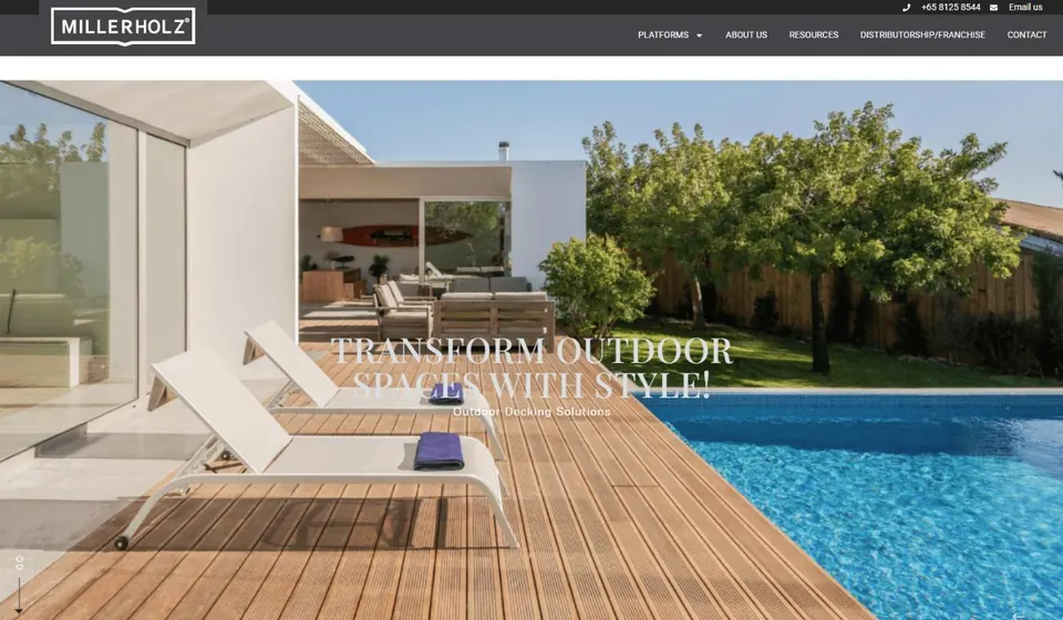 Homepage of the MillerHolz website, built by HypeX Digital