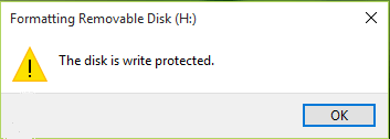The disk is write protected.