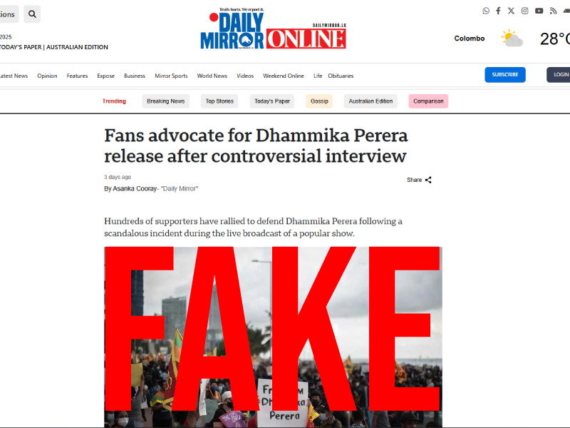 Fake News - Fans advocate for Dhammika Perera release after controversial interview